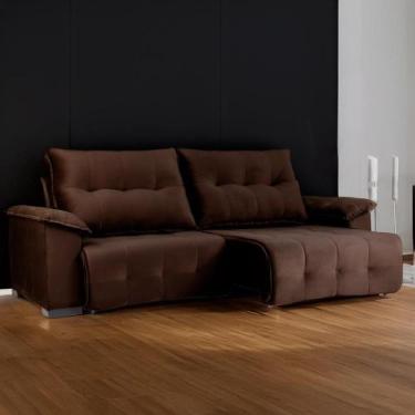 Imagem de Sofá Retrátil e Reclinável Lisboa 2,00m Veludo Chocolate D28 - SofásWe