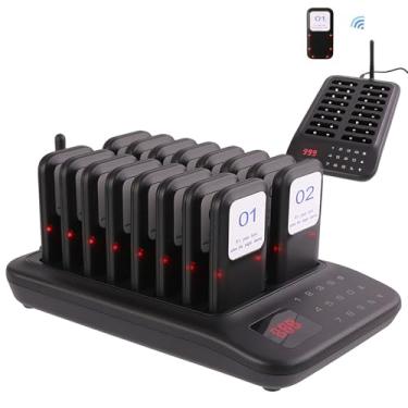 Imagem de Retirada De Comida Sem Fio - 500 M De DistâNcia, Pager De Restaurante - 24 Horas De Espera, Com 16 Receptores, 3 Modos De Chamada, Para Restaurantes De Fast Food, CaféS, 998 Canais,Black