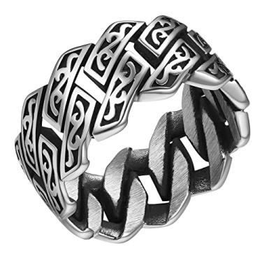 Imagem de ChainsProMax Anel masculino Miami Cuban Link/Celtic/Caveira, aço inoxidável/preto - caixa de presente, Metal, não conhecido