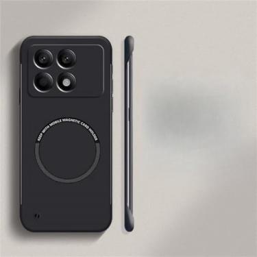 Imagem de Capa de telefone sem moldura magnética ultra fina para PC rígido para Xiaomi Poco X6 Pro F3 F4 F5 Pro Matte Pure Color Solid Cover, preto, para Poco X6 Pro