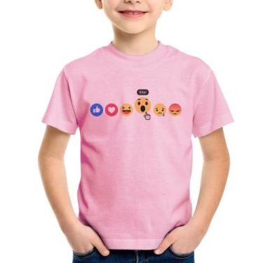 Imagem de Camiseta Infantil Reações Facebook Eita! - Foca na Moda, Rosa bebê, 10