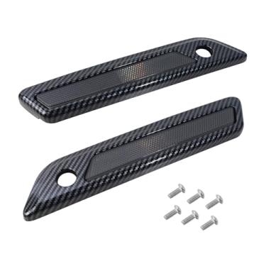 Imagem de Dakchor 2 peças de alforje tampa externa dobradiça kits de luz para Harley Glide Road King Touring capa lateral 2014-2023 capa de caixa lateral de motocicleta luz esquerda + direita fibra de carbono cinza - experiência de atualização de equitação
