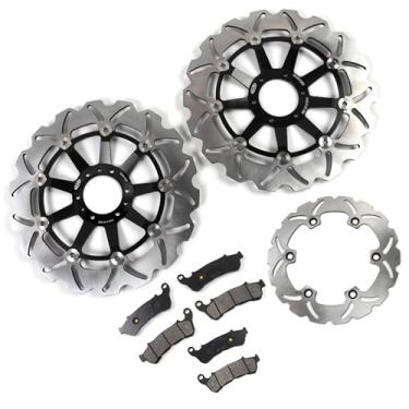 Imagem de Discos e pastilhas de disco de freio dianteiros e traseiros flutuantes compatíveis com Honda XL1000V VARADERO ABS 2004-2011, acessórios de substituição de motocicleta pretos