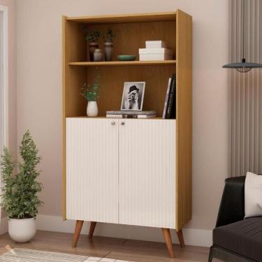 Imagem de Estante para Livros 80cm c/ 2 Portas Sala de Estar 100% MDF - GenialFl