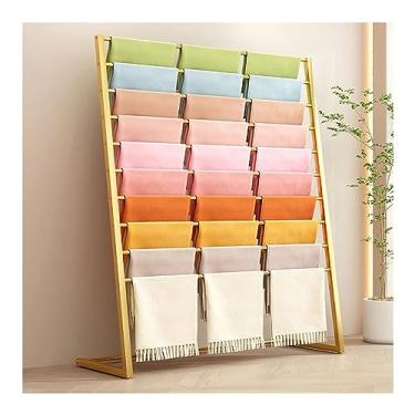 Imagem de Suporte de exibição de cachecol - Rack de seda para lenços de chão, suporte de metal para mantas, prateleiras de exibição de roupas para lojas de varejo, rack de roupas comerciais organizador de xaile