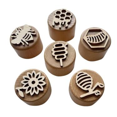 Imagem de UGPLM Carimbos de madeira selos de, brinquedos de aprendizagem, carimbos de cerâmica Art Craft Round para salas de aula Project Cartas de decoração, Ciclo de Abelha Colméia