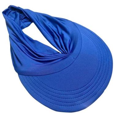 Imagem de Viseira Turbante Feminina  Aba Elegância Praia Luxo - RIKABUNI, Azul