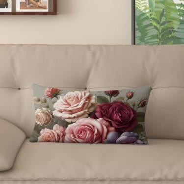 Imagem de Capa de almofada com estampa digital retrô rosa com zíper invisível, vários tamanhos para decoração de sofá, sala de estar e quarto (40,6 x 61 cm, FGMG-B)