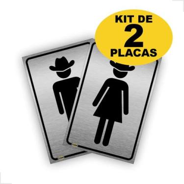 Imagem de 2 Placas Banheiro Femi. Masc. Sertanejos 10x15cm e 15x20cm - Placa for