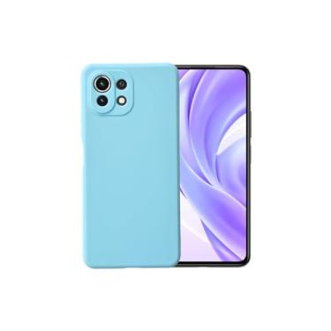 Imagem de Casecious Compatível com Xiaomi Mi 11 Lite ou 11 Lite 5G NE ou Mi 11 Lite 5G Soft Liquid Silicone Gel Borracha Celular Básica Capa Traseira Celular (Azul Ciano)