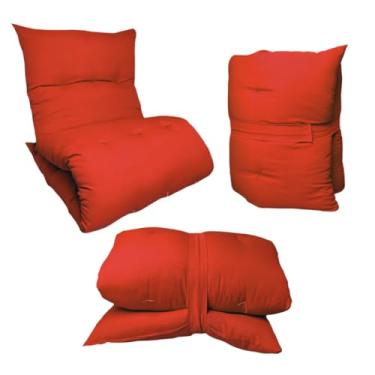 Imagem de Colchonete Futon Colchão Solteiro Dobrável Enrolável Decorativo Almofada (Terra-Cota)