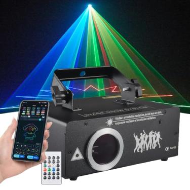 Imagem de Gruolin Luz Laser Para Dj Com Controle Por Aplicativo, Projetor Laser De Animação 3D Para Festas, Suporte Para Desenho Personalizado, Reprodução De Texto, Programa Personalizado, Som Musical Dmx E M
