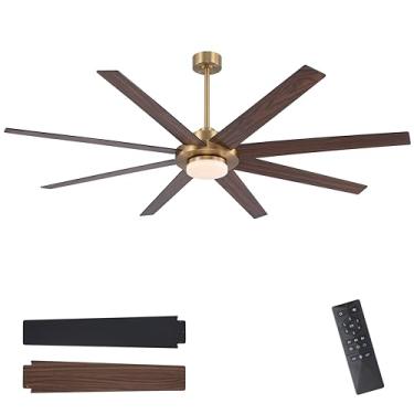 Imagem de WINGBO Ventilador De Teto De 72" Com Luz E Controle Remoto, Motor Cc Reversível De 6 Velocidades, Luz Led Regulável, Para Uso Doméstico E Comercial, Sala De Estar/Loja/Armazém, Dourado, Preto/Nogue