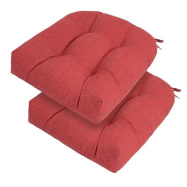 Imagem de FUNHOME Conjunto de 2 almofadas de cadeira para ambientes externos com tufos repelentes de água para móveis de pátio 48 x 48 x 12 cm almofada de cadeira de pátio para balanço, acampamento, cadeiras de