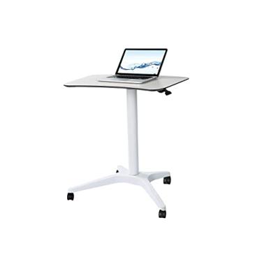 Imagem de CARTMAY Mesa de pé móvel, mesa de laptop pneumática ajustável em altura, mesa móvel para laptop com rodas, altura ajustável de 74 cm a 128 cm, branca