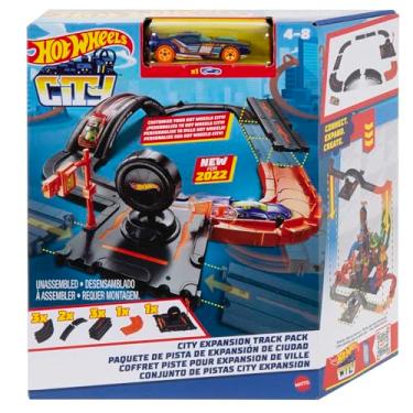 Imagem de Hot Wheels, Conjunto de Construção de Pista City com 10 peças e Veículo em Escala 1:64, Conecta com Outras Pistas