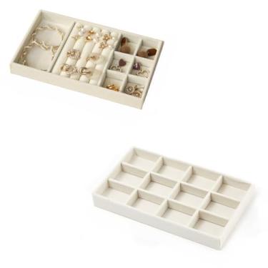 Imagem de Porta Jóias de Veludo para Closet Gavetas Bandeja Organizador de Bijuterias Anel Brinco Relógio Pulseira e Colares (KIT BANDEJA 1 E 4 (2 UNIDADES))