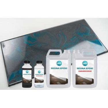 Imagem de Kit Porcelanato Liquido Metálico Cinza Cetim / Turquesa - Resinas Ag