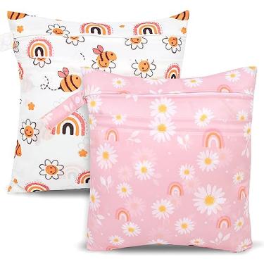 Imagem de SANFERGE 2 Peças De Sacos Para Fraldas Pano, Bolsa Reutilizável À Prova D'Água Com Bolsos Zíper E Alça, Roupa Laváveis Roupas Bebê Adulto, Viagens, Praia, Piscina, Creche, Ioga, Academia, Exercícios