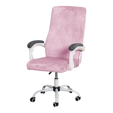 Imagem de FORCHEER Capa de veludo grande para cadeira de escritório rosa extensível para poltrona de computador para cadeira de mesa, protetor elástico para animais de estimação, 1 peça, lavável, removível