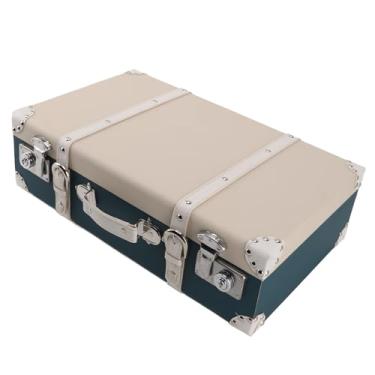 Imagem de Mala De Madeira Do Vintage PU Couro Europeu Malas Decorativas Com Alças Pequena Caixa Decorativa para Viagem (Fleshcolor verde escuro)