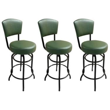 Imagem de Banqueta Bar com Encosto Giratória Altura 65cm cor Preta Assento gross