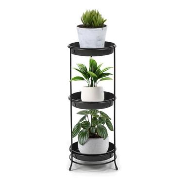 Imagem de Suporte Aramado Preto para Vasos de Plantas 3 Bandejas Floreira - 102/