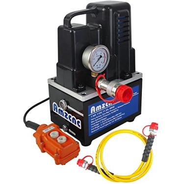 Imagem de AMZCNC Bomba hidráulica elétrica Power Pack Unidade 2 estágios dupla ação 110 V 10 K psi (10000Psi One Way Mini)