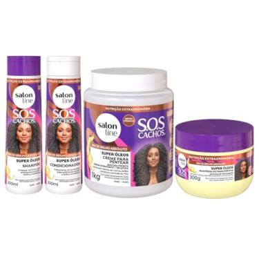 Imagem de Kit Super Óleos com Shampoo, Condicionador, Creme de Pentear 1kg e Manteiga Salon Line