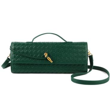 Imagem de KDranxi Bolsa feminina de tecido para noite bolsa de ombro casual de couro bolsa tiracolo bolsa clutch fashion, Verde