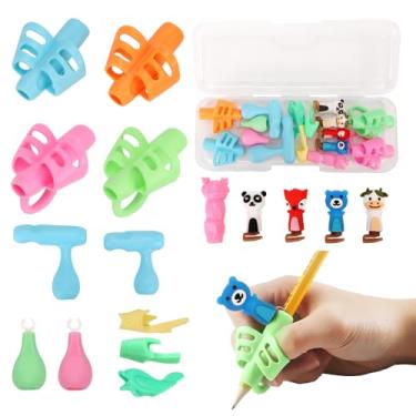 Imagem de Kit 16 Adaptadores para Lápis, Adaptador de Lapis, Kit Adaptador de Escrita Apoio Lápis, Suporte de Silicone Colorido para Escrita