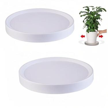 Imagem de KangTeer Suporte Móvel Para Plantas De 10 Polegadas Com Rodas, Pacote 2, Carrinho Branco Rodas Ocultas, Vasos Flores Redondo Ambientes Internos E Externos (10 Polegadas)