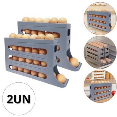 Imagem de Kit 2 Porta Ovos 4 Andares Organizador de Geladeira Rolante - 123 orga