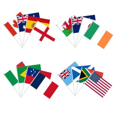 Imagem de YOFANUP Bandeiras femininas da Copa do Mundo de Rugby 2025, pequena bandeira para decoração de festa da Copa do Mundo de Rúgbi da Inglaterra, Bandeiras portáteis premium de 16 países para clubes