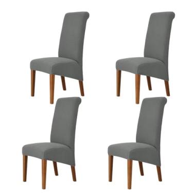 Imagem de Lzyjckh Capa elástica para cadeira de jantar, Capas para cadeiras com encosto alto, Protetor de capa para cadeira Parsons removível e lavável, para sala de jantar, festa,Gray,4PCS