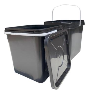 Imagem de Balde Quadrado 16L Para Oleo De Argan Com Tampa 02 Pçs