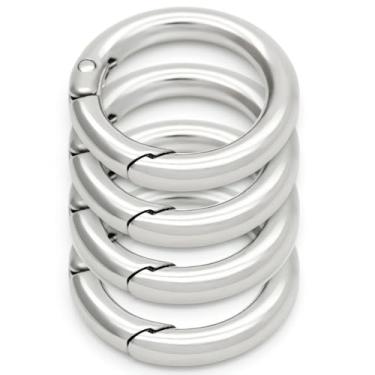 Imagem de CRAFTMEMORE Anel de metal com abertura de mola para fazer bolsa de pressão com gatilho O-rings clipe para chaveiro suporte para bolsa 4 peças SCOS (2,54 cm, prata)