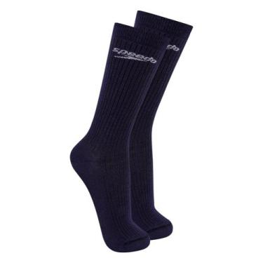 Imagem de Kit com 2 Pares de Meias Esportiva Cano Longo Speedo 8027, Azul marinh