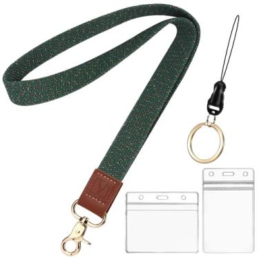 Imagem de YAVVOZH Cordões elásticos para chaves, cordão macio para crachá de identidade, cordão de professor de pescoço para mulheres e homens, verde