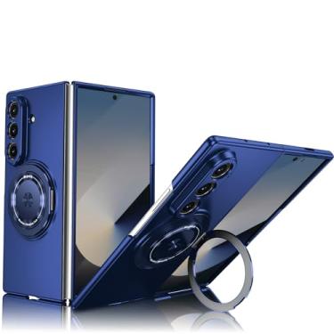 Imagem de Capa magnética para Samsung Galaxy Z Fold 7 compatível com Mag-Safe, com suporte de anel giratório 360, suporte de grau militar, à prova de choque, flip com suporte, capa para celular para Samsung Z