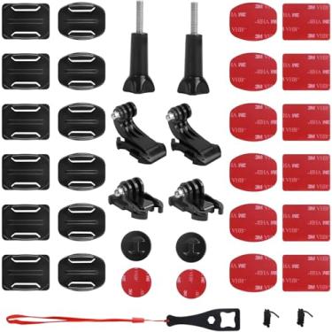 Imagem de Kit de acessórios de parafuso de montagem de fivela adesiva para capacete compatível com câmeras de ação GoPro Hero 13 12 11 10 Max 9 8 7 6 5 Session DJI Osmo Insta360 AKASO (33 em 1)