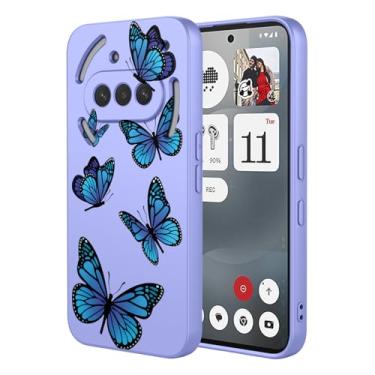 Imagem de HTXWXJC Capa para Nothing Phone 3a, A059 Capa flexível à prova de choque TPU macio capa padrão borboleta para telefone 3a borboleta roxa
