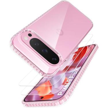 Imagem de Vihibii Capa transparente para Google Pixel 9 Pro XL, [não amarela] com 2 películas protetoras, fina, durável, à prova de choque e transparente, capa traseira de TPU macio para Pixel 9 Pro XL 2024,