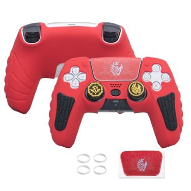Imagem de ECHZOVE Anti-Slip PS5 Controller Silicone Skin, PS5 Controller Accessories, Soft Protective Cover Case for PlayStation 5 Controller with Touch Pad Stickers and Thumb Grip Caps - Red