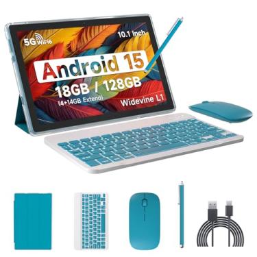 Imagem de Tablet Android 13, 25.4 cm 8GB RAM + 128GB ROM Tablet suporta expansão de 1TB, tablets 2 em 1 com capa de teclado mouse Stylus, processador quad-core de 2,0 GHz, câmera de 8 MP, bateria de 6000 mAh,