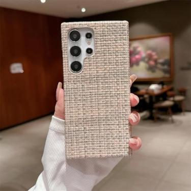 Imagem de MVVKKY Para S24 Plus Canvas Plain Fabric Case Plush Pano Capa à prova de choque (para S24 Plus/Khaki)