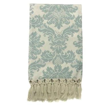 Imagem de Manta de Sofá Jacquard Verde com Prata 190x140 - Sua Casa Decor