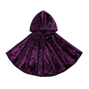Imagem de USKIDKK Fantasia infantil de bruxa Hocus Pocus com capuz para bebês meninas meninos fantasma fantasia de Halloween, Roxa, 5-6T