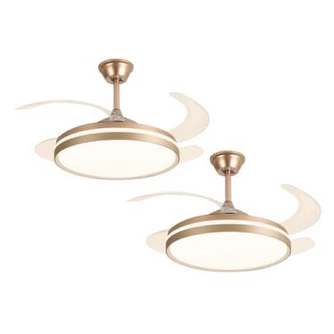 Imagem de KIT 2 Ventilador de Teto Retrátil Air Basic SL Dourado Fosco LED Multicolor RGB, Ultra Silencioso, 3 Velocidades, Controle Remoto, Bivolt, 6 velocidades, Timer