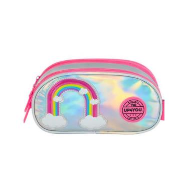 Imagem de Estojo Menina Escolar 3 Divisórias Arco-Íris Holográfico - UP4YOU, Pra